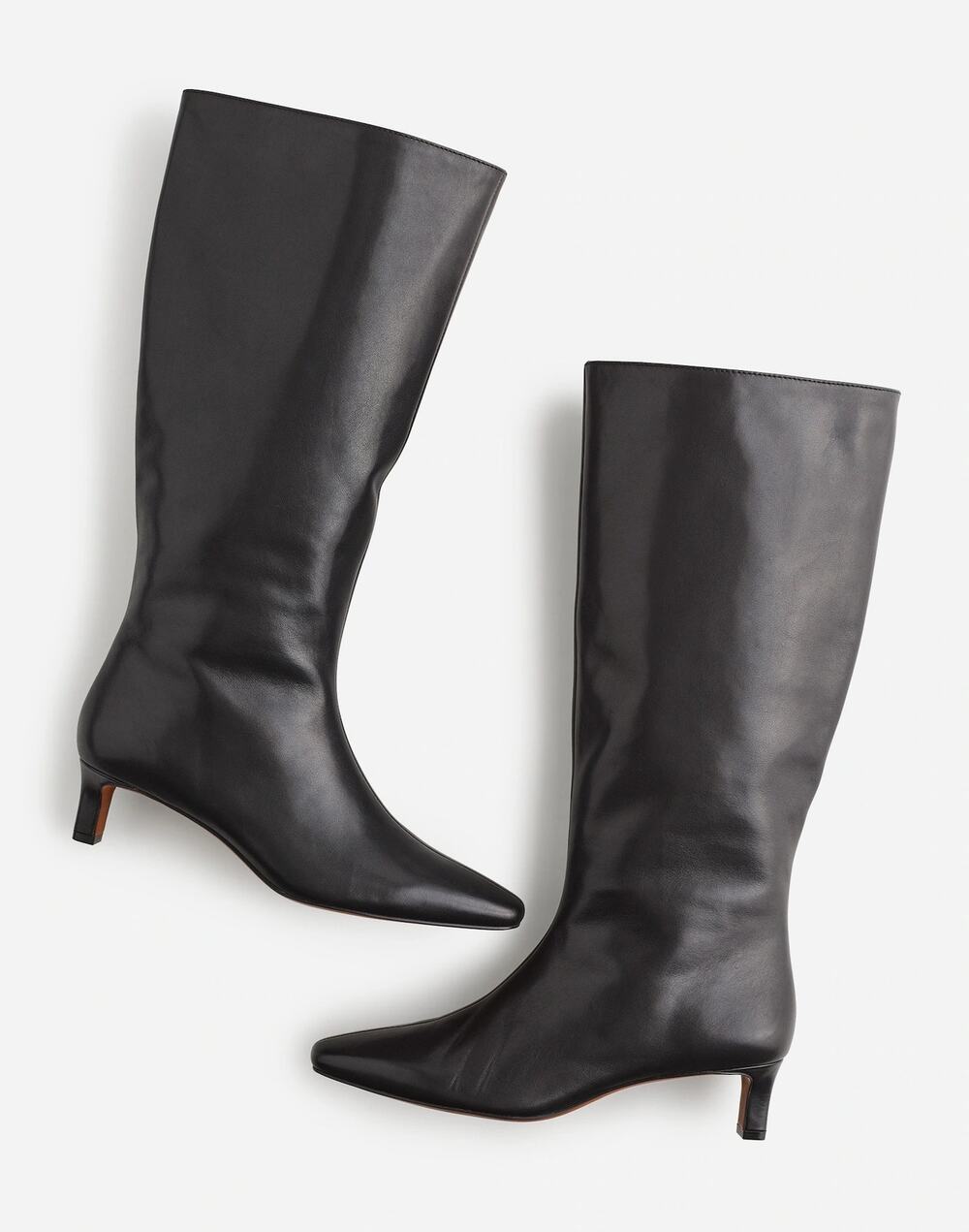 Madewell The Dimes Kitten-Heel Knee-High Boot Extended Calf Leather Black Size 8